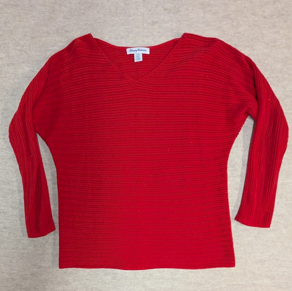 Tommy Bahama Jewel Bay Mini Sequin V Neck Dolman Sleeve Sweater Size Large